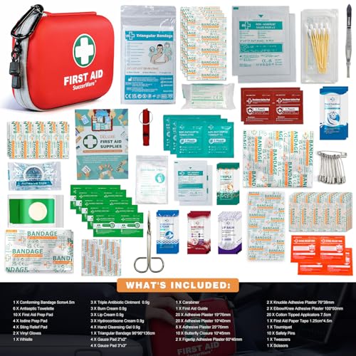 SuccorWare 150 Pieces Mini First Aid Kit - Small Medical Kit with Hard Shell - Emergency First Aid Kit for Car, Travel, Home, Outdoor, Office, Camping, Hiking (Red) - Image 2