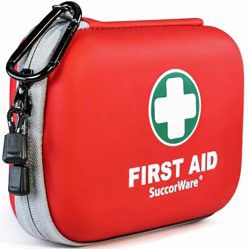 SuccorWare 150 Pieces Mini First Aid Kit - Small Medical Kit with Hard Shell - Emergency First Aid Kit for Car, Travel, Home, Outdoor, Office, Camping, Hiking (Red) - Image 1