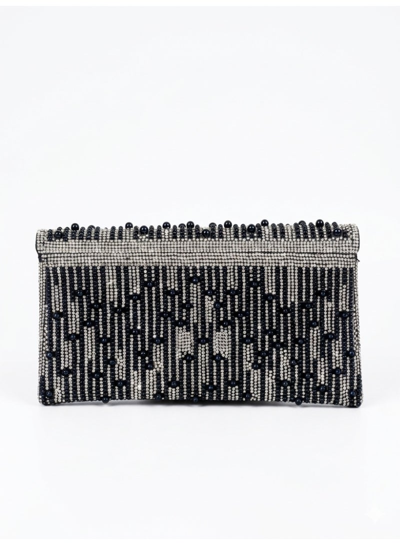 لايف ستيلاش  حقيبة كروس للسهره بفصوص لامعة مع حبات خرز - اسود ZS-7 - Image 3