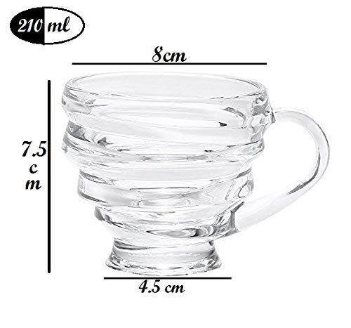 ezalla T Spiral Glass Tea Cup Honey Tea and Coffee Cup for MultiPuprose use Glass Tea Cup Set of 6 Transparent Cup Set for Home and Office Cup Set for Tea Coffee Green Tea Black Tea 200 ml - Image 2