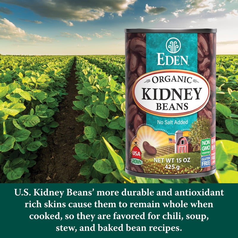 Eden Organic Red Kidney Beans, 15 oz Can, No Salt Added, Non-GMO, U.S. Grown, Heat and Serve, Macrobiotic, Red Beans (12-Pack) - Image 3