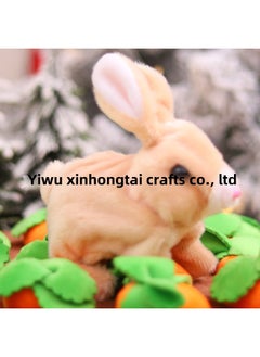 Generic Electric Plush Simulation Small White Rabbit Colorful Pets Will Walk Will Call Will Move The Mouth Will Shake Ears Long Hair Rabbit-Color:Short-haired Rabbit Brown  - Image 1