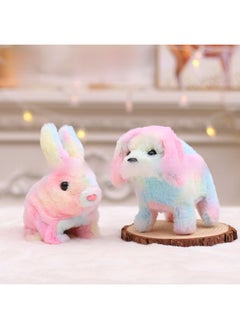 Generic Electric Plush Simulation Small White Rabbit Colorful Pets Will Walk Will Call Will Move The Mouth Will Shake Ears Long Hair Rabbit-Color:Short-haired Rabbit Brown  - Image 2