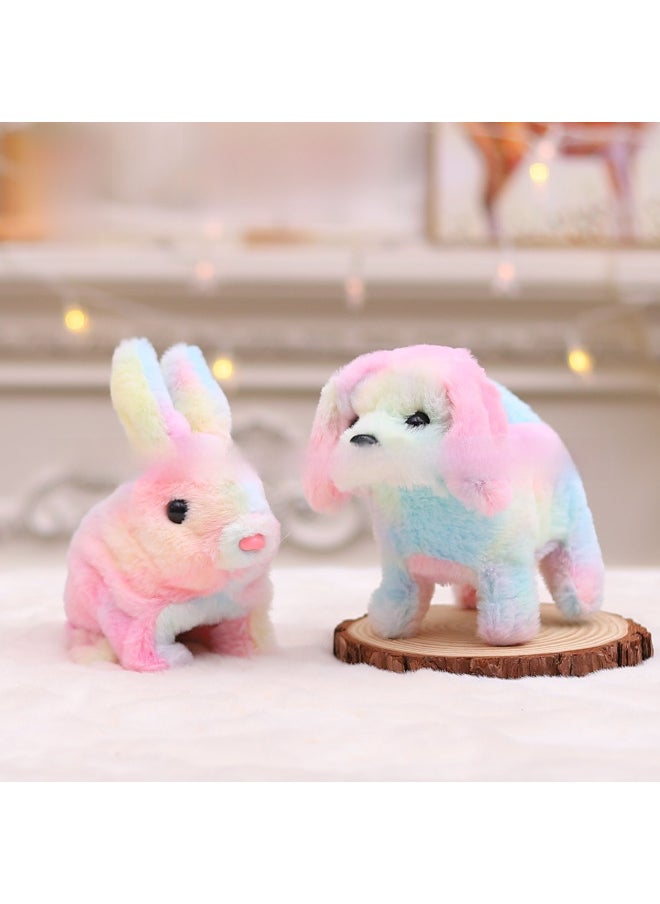 Generic - Electric Plush Simulation Small White Rabbit Colorful Pets Will Walk Will Call Will Move The Mouth Will Shake Ears Long Hair Rabbit-Color:Short-haired Rabbit Brown - Image 1