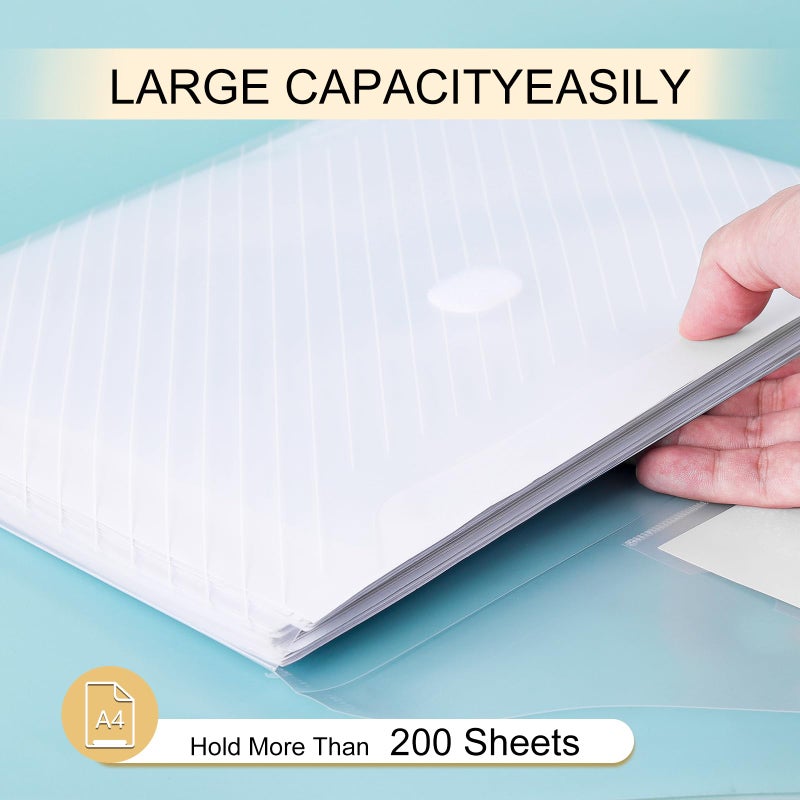 WORPSON 10 Pack, Clear Plastic Envelopes File Folders, HeavyDuty Document Holder with Label Pockets for Letter and A4 Size, Document Folder for School Home Work Office Organizer (10) - Image 5