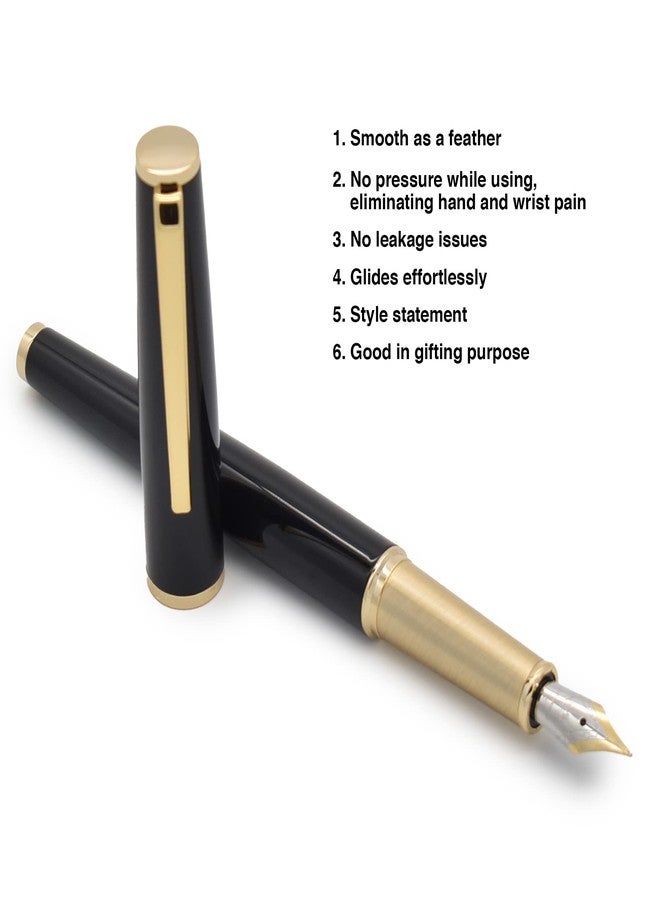Buzz Cool Black Metal Body with Golden Clip Fountain Ink Pen Refill Converter Fine Nib 0.5mm - Image 4