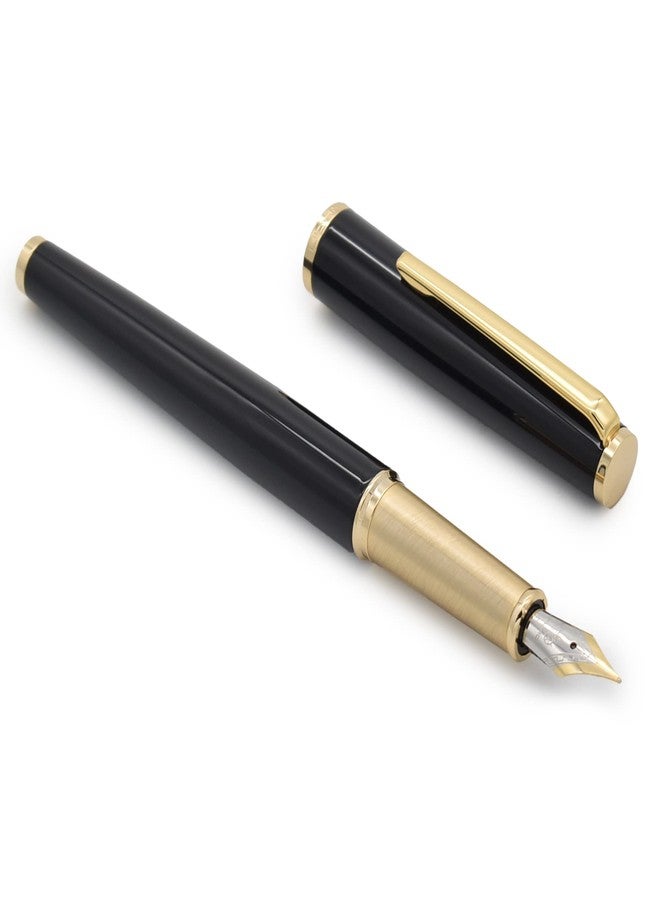 Buzz Cool Black Metal Body with Golden Clip Fountain Ink Pen Refill Converter Fine Nib 0.5mm - Image 3