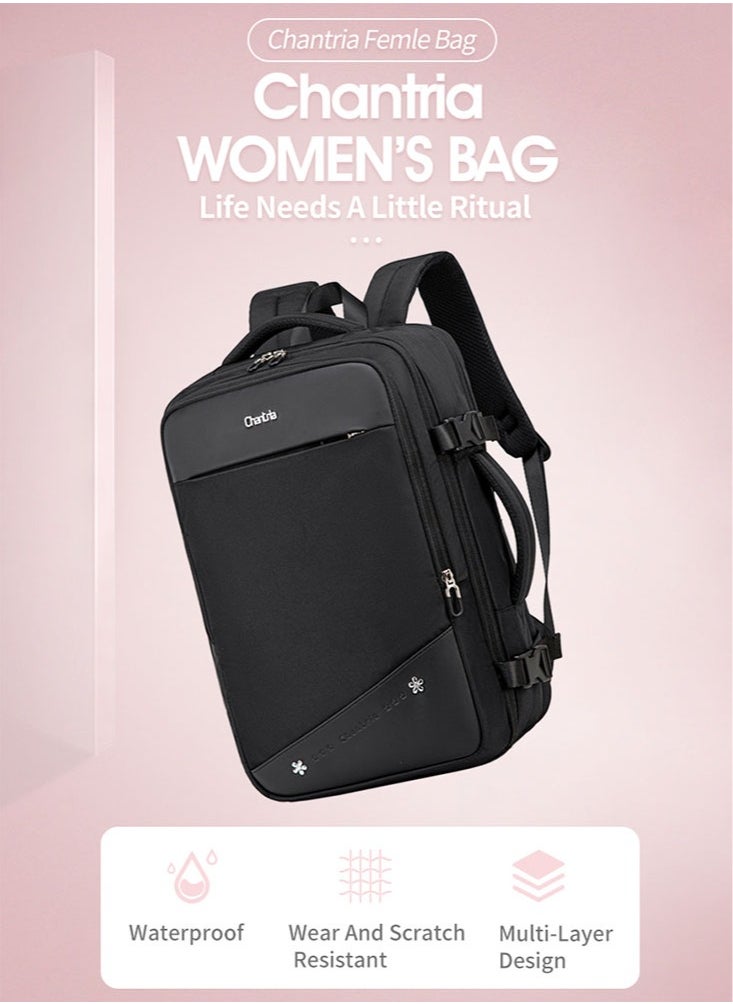 Chantria - Professional Female Laptop Backpack, Women Travel Backpack with USB Charging Port, College Bookbag for Student - Image 1