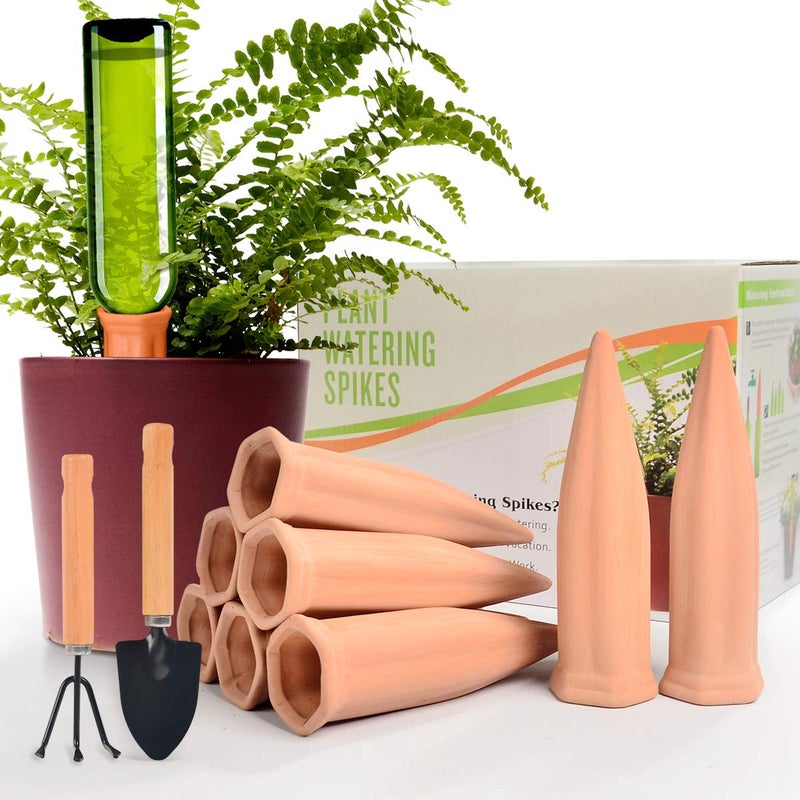 B SEPOR Automatic Plant Waterer Terracotta Self Watering Spikes Drippers Irrigation System for Vacation or Holiday (8Pack) - Image 1