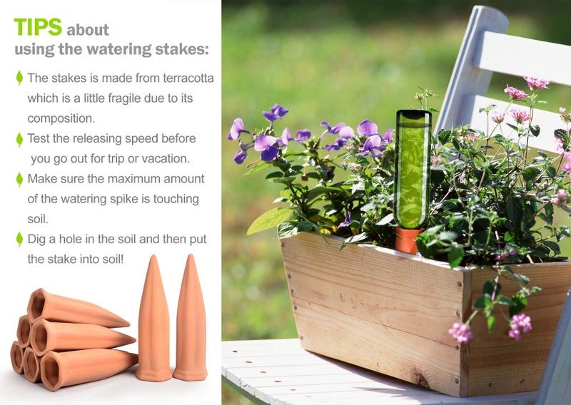B SEPOR Automatic Plant Waterer Terracotta Self Watering Spikes Drippers Irrigation System for Vacation or Holiday (8Pack) - Image 4