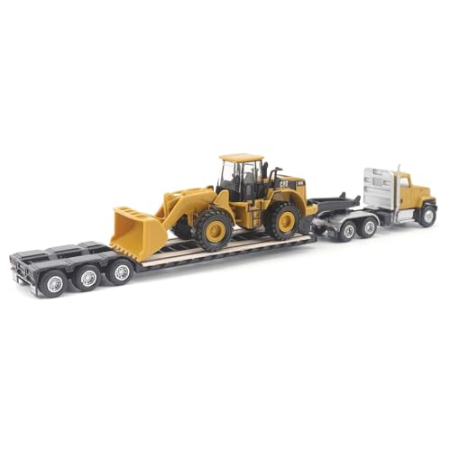 Diecast Masters ديكاست ماسترز 1/87 كاتربيلر CT681 كاب نهاري مع مقطورة منخفضة و 950G لودر بعجلات 84418 - Image 4