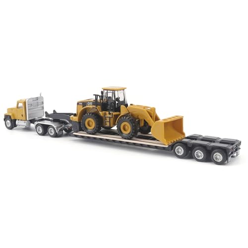 Diecast Masters ديكاست ماسترز 1/87 كاتربيلر CT681 كاب نهاري مع مقطورة منخفضة و 950G لودر بعجلات 84418 - Image 3