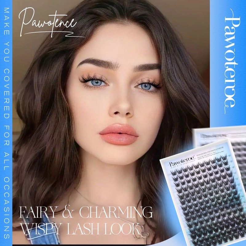 Pawotence Lash Clusters Wispy Eyelash Clusters 10-16mm Manga Individual Lashes Cluster Eyelash Extensions 168pcs Lash Extension DIY False Eyelashes Cluster Lashes with Soft Thin Band - Image 5