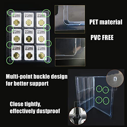 MUDOR Coin Slab Sleeves, 9 Pocket Encap Coin Storage Sheet for PCGS NGC Certified Holder, PVC Free,Suitable for Collection Tokens, Medallions, Badges (1) - Image 3