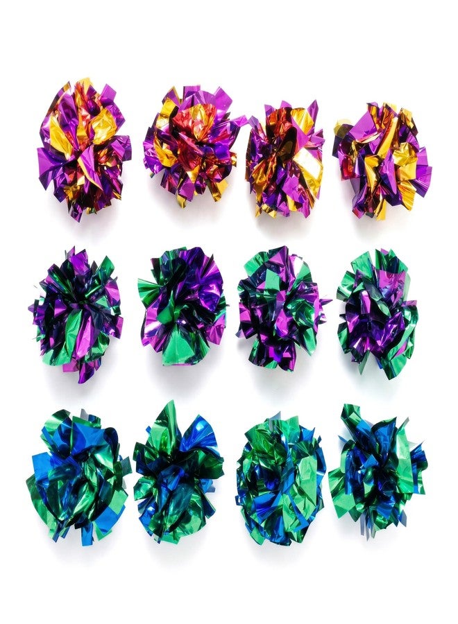 12 Pack Shiny Crinkle Cat Toy Balls - Colorful Mylar Crinkle Balls with Sound, Interactive Kitten Chasing & Pouncing Toys for Boredom Relief - Image 1