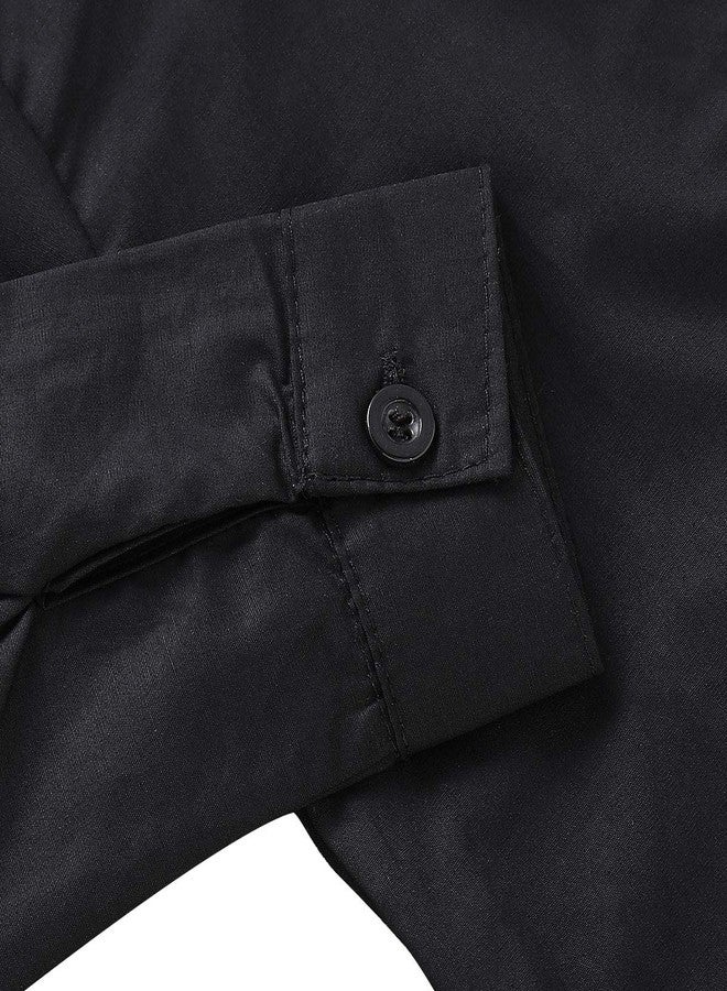 SOBOWO Black Baby Boy Dress Shirt Infant Formal Dress Shirt Bodysuit Long Sleeve Button Up One-Piece Romper Jumpsuit Wedding Party 0-24M(12-18 Months, Black) - Image 2