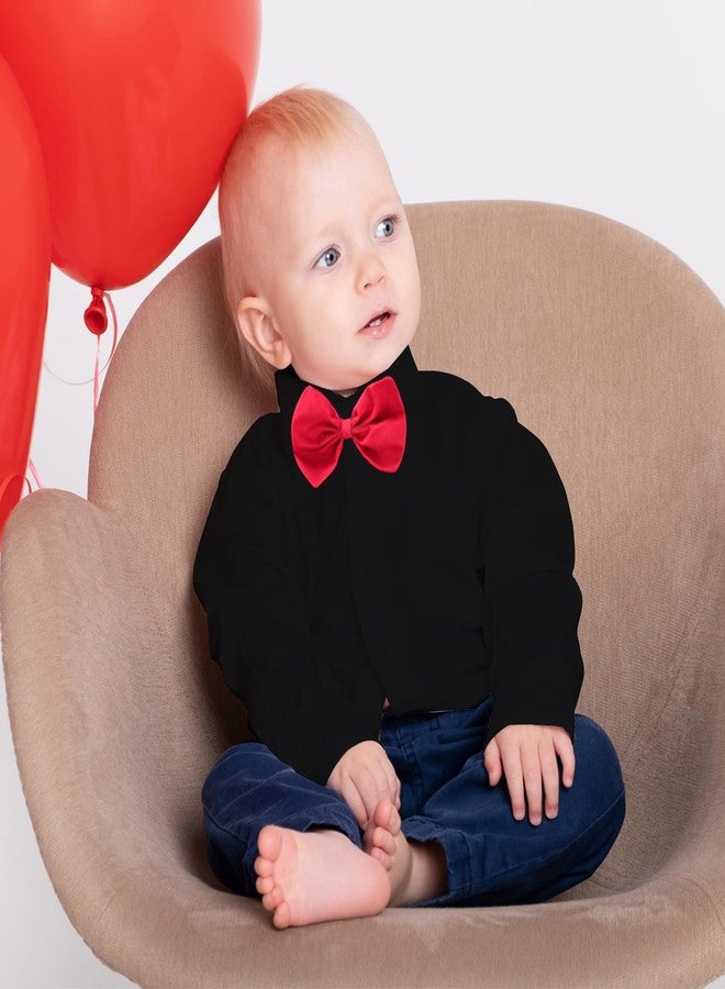 SOBOWO Black Baby Boy Dress Shirt Infant Formal Dress Shirt Bodysuit Long Sleeve Button Up One-Piece Romper Jumpsuit Wedding Party 0-24M(12-18 Months, Black) - Image 4