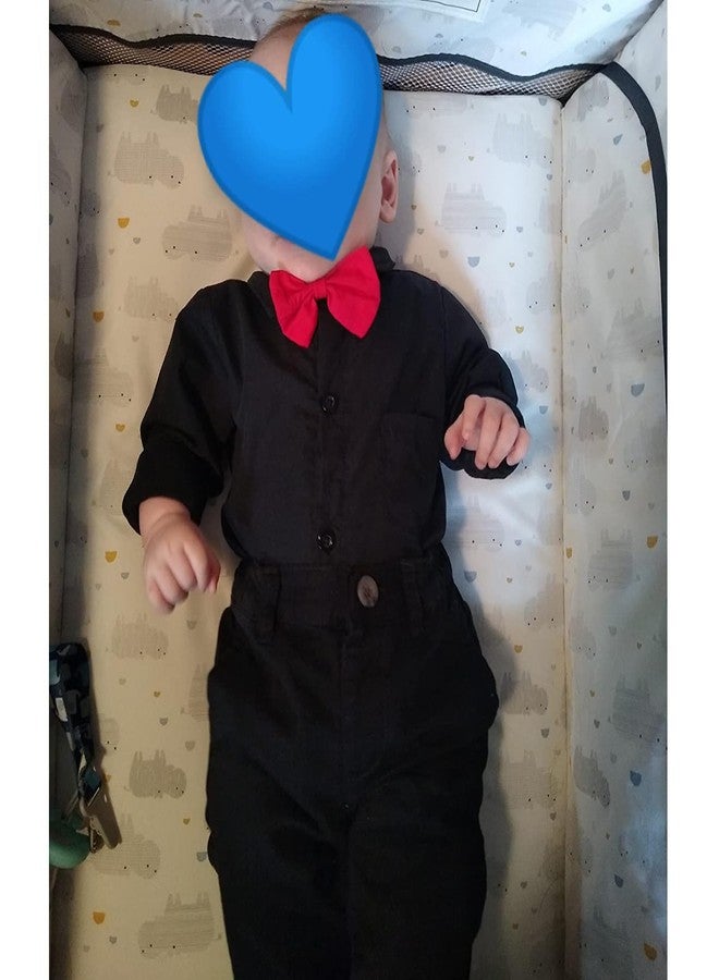 SOBOWO Black Baby Boy Dress Shirt Infant Formal Dress Shirt Bodysuit Long Sleeve Button Up One-Piece Romper Jumpsuit Wedding Party 0-24M(12-18 Months, Black) - Image 5