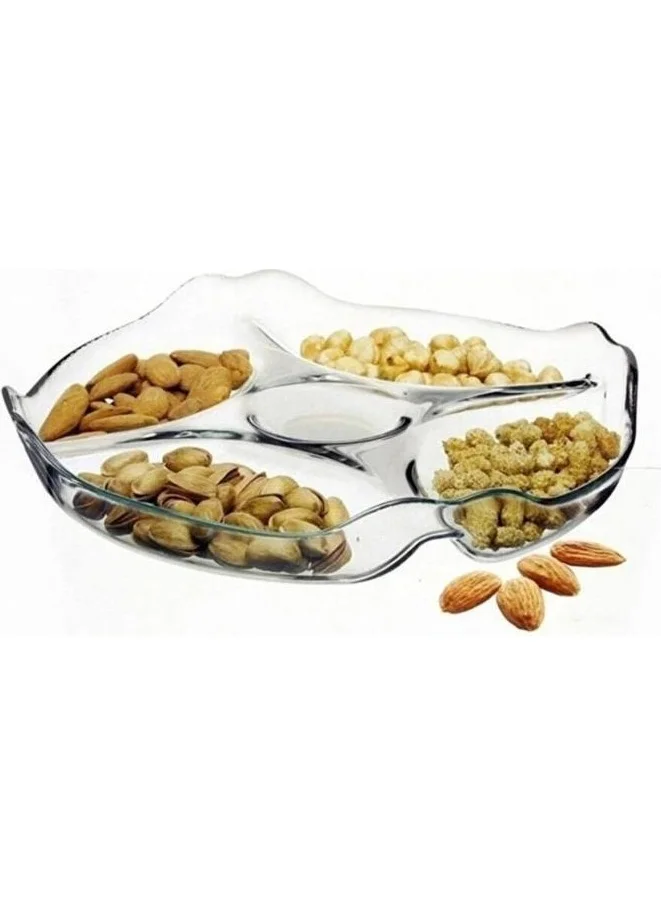Paşabahçe Glass 5-Compartment Serving Plate Snack Breakfast 25CM 10467
