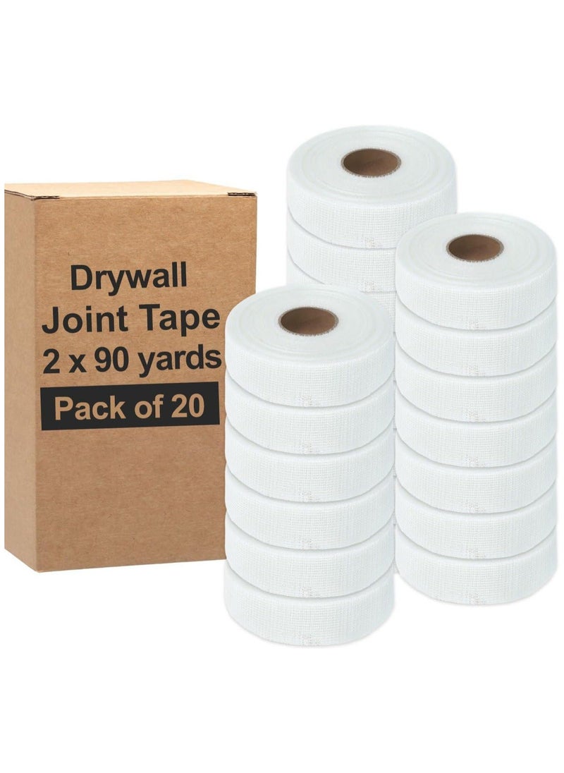 MARKQ [Pack of 20] Drywall Joint Tape, 2" x 90 yards Self-Adhesive Fiberglass Mesh Tape for Wall, Ceiling, Seam Patch, Long Plasterboard Scrim Tape  - Image 1