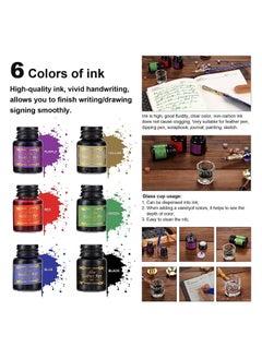 Y&D Feather Calligraphy Pen Ink Set, with Vintage Writing Quill Pen, Glass & Wooden Dip Nibs, Holder, Wax Beads, Seal Stamp, Candle, Melt Spoon and Gift Boxes (Dark Green)  - Image 2
