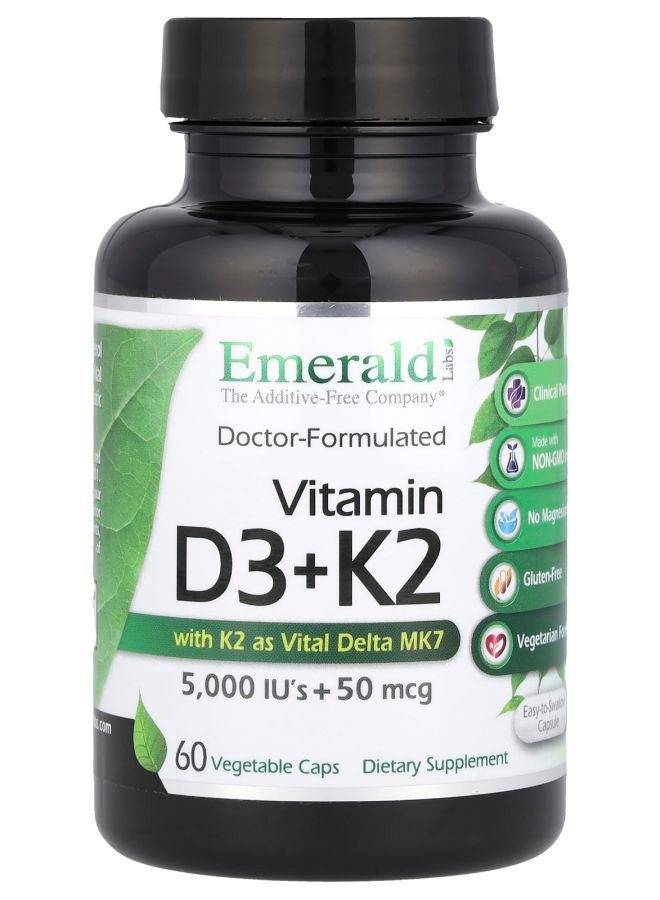 Emerald Laboratories Vitamin D3 + K2 60 Vegetable Caps - Image 1