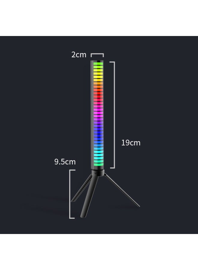 APP Bluetooth Pickup Light Voice Control Creative RGB Induction Light Car Led Music USB Rhythm Desktop Atmosphere Light Bar-Color:3D Cambered Black With Tripod-Dimensions:Built-in Lithium Battery Charging  - Image 1