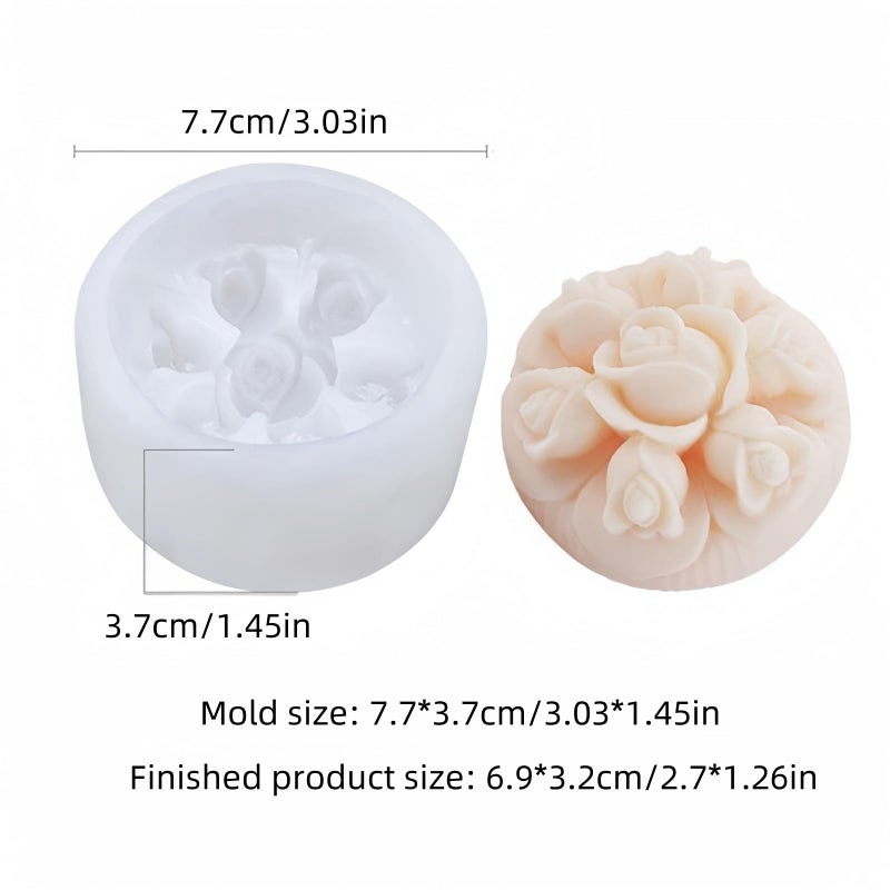 NINEXY Flower Silicone Soap Mold Square Round Fondant Chocolate Candy Cake Decorating Baking Tools Candle Mold Polymer Clay Resin Wax Mould (Round Flower D) - Image 2