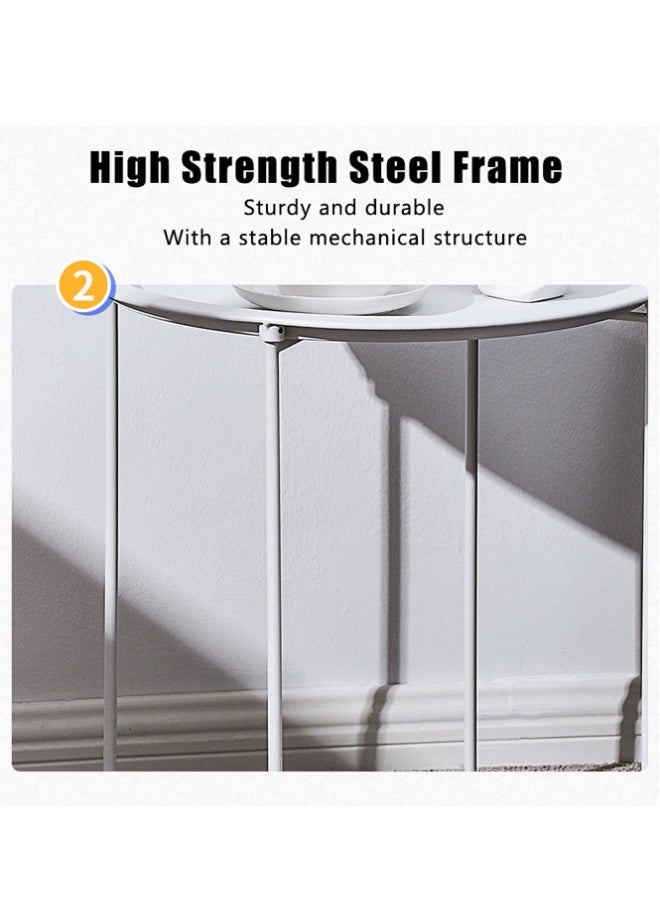 بلومنغ تايم نمط بسيط المعادن جولة طاولة قابلة للطي ، للطي التخزين لا تأخذ مساحة ، الشمال نمط طاولة القهوة الصغيرة ، أريكة يصبح تخزين الجدول ، غرفة المعيشة غرفة نوم طاولة مستديرة صغيرة - Image 4