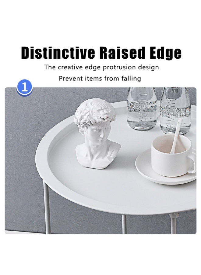 بلومنغ تايم نمط بسيط المعادن جولة طاولة قابلة للطي ، للطي التخزين لا تأخذ مساحة ، الشمال نمط طاولة القهوة الصغيرة ، أريكة يصبح تخزين الجدول ، غرفة المعيشة غرفة نوم طاولة مستديرة صغيرة - Image 3