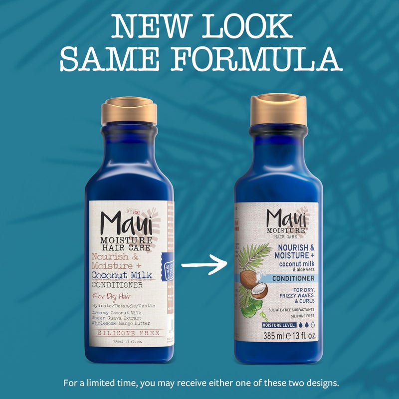 Maui Moisture Nourish & Moisture + Coconut Milk Conditioner to Hydrate and Detangle Curly Hair, Lightweight Daily Moisturizing Conditioner, Vegan, Silicone & Paraben-Free, 13 fl oz (Pack of 2) - Image 2