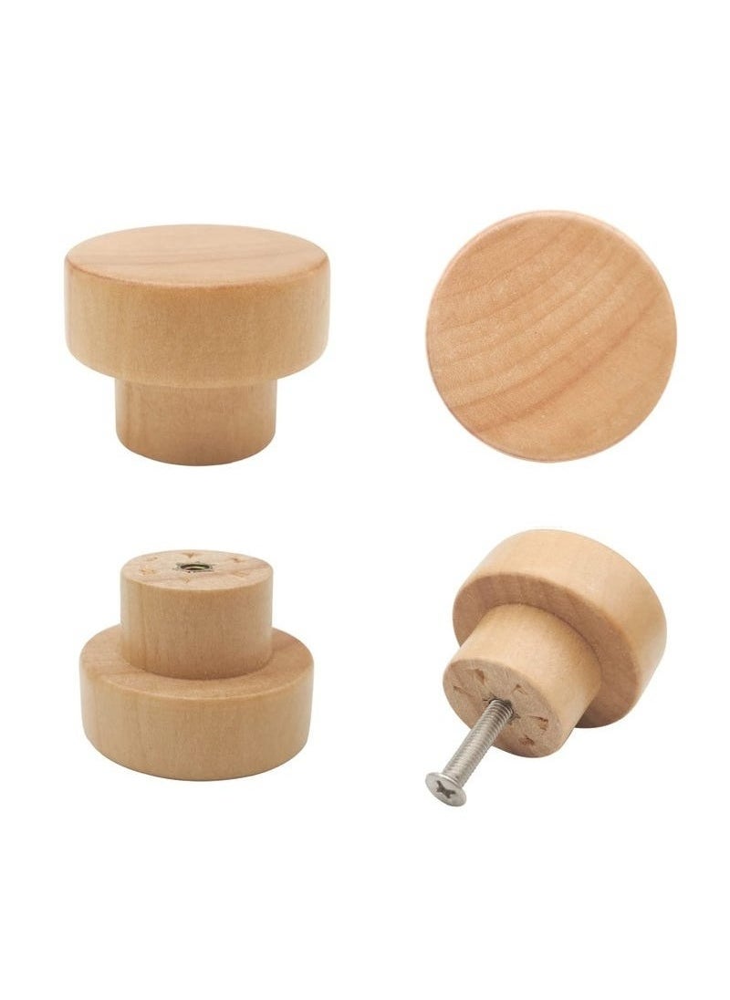 rocooart 8PCS Wood Knobs Flat Top Round Cabinet Knobs 1.39"(35mm) Natural Wooden Dresser Drawer Knobs Kitchen Cabinet Pulls Handles Wood Furniture Knobs  - Image 2