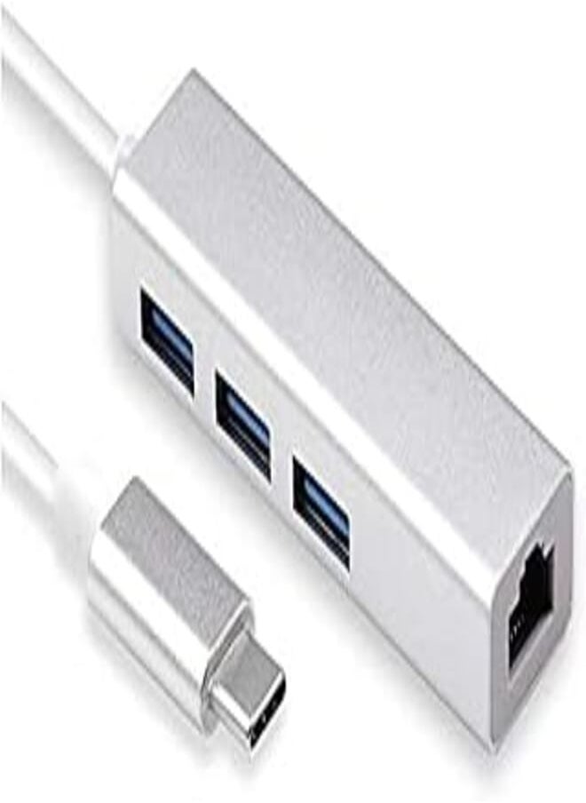 OR USB-C/Type C to 3 Ports A 3.0 with 10/100/ 1000 Mbps Gigabit Ethernet/LAN/Network Adapter (RJ45) 