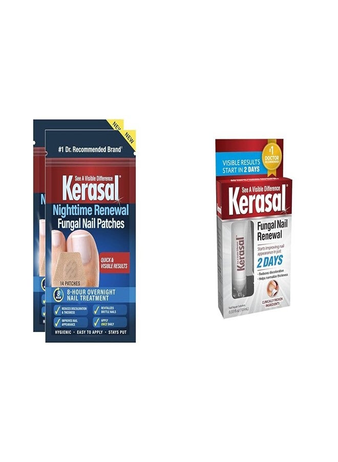 Kerasal Nighttime Renewal Fungal Nail Patches - 14 Patch Twin Pack - Overnight Nail Repair for Nail Fungus Damage & Nail Renewal - Image 1