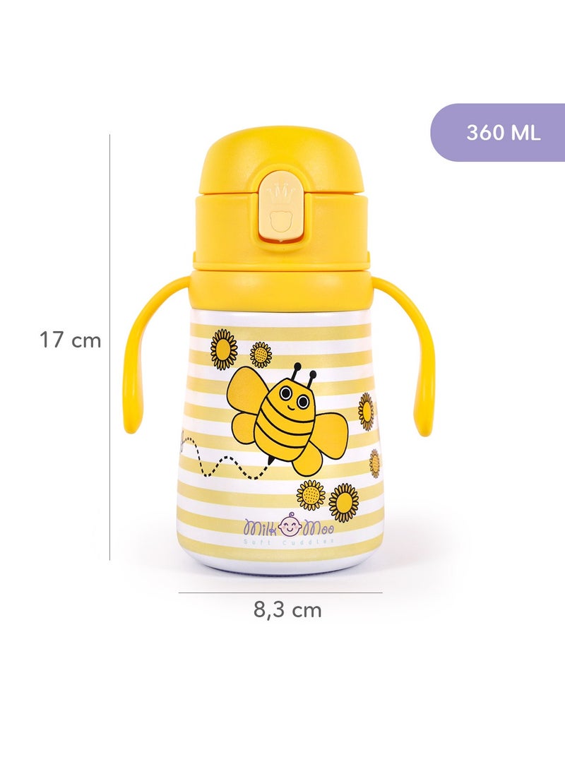 Milk & Moo Milk&Moo Staniless Steel Kids Water Bottle 360ML Bee Viz Viz  - Image 4
