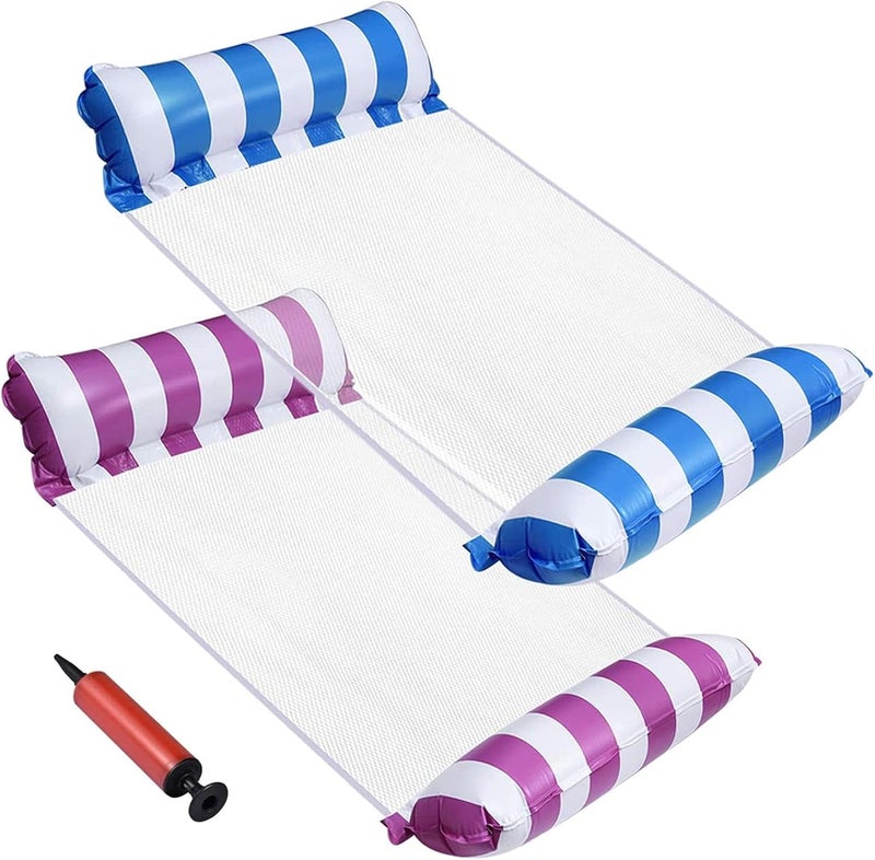 Luckam Pool Floats Adult Size, 2 Pack 4 in 1 Inflatable Pool Float Pool floaties with Air Pump, Fun Water Toys as Pool Lounger, Pool Hammock, Chair, Pool Raft, Lake Floats for Swimming Pool - Image 1