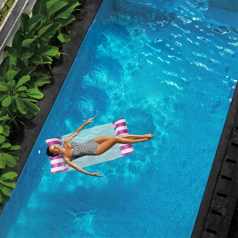 Luckam Pool Floats Adult Size, 2 Pack 4 in 1 Inflatable Pool Float Pool floaties with Air Pump, Fun Water Toys as Pool Lounger, Pool Hammock, Chair, Pool Raft, Lake Floats for Swimming Pool - Image 3