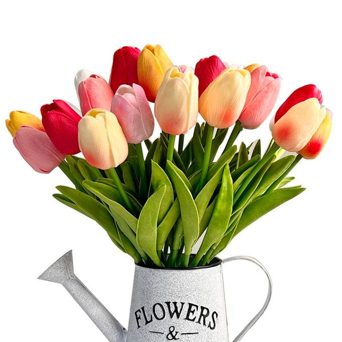 24pcs Multicolor Artificial Tulip Latex Real Touch for DIY Bouquets Wedding Party Bridal Baby Shower Home Decor
