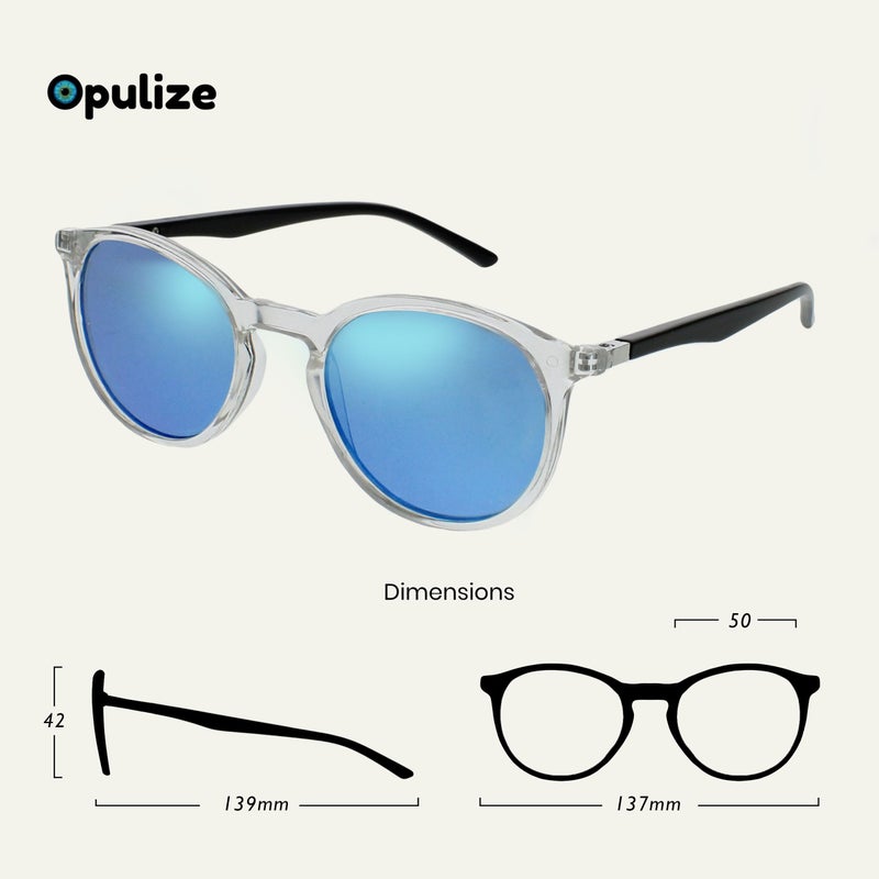 OPULIZE MET Reading Sunglasses for Women Men - Slim Round Frame - Tinted UV400 Protection Lens - Spring Hinges - Clear +2.50 - Image 2