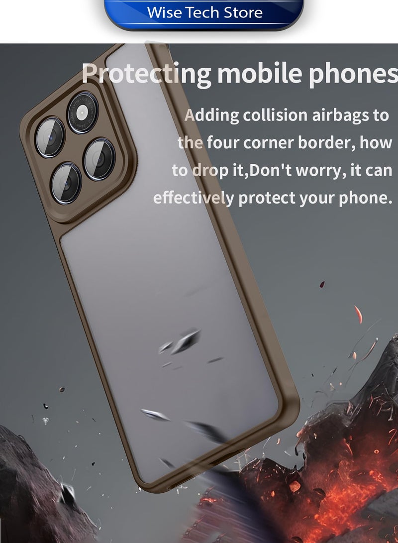 دبليو تيك غطاء شفاف بحواف واقية مرتفعة من السيليكون المختلط TPU لهاتف موتورولا إيدج 60 / إيدج 60 فيوجن 5G 2025 (MCAPSA) - شفاف/بني داكن - Image 3