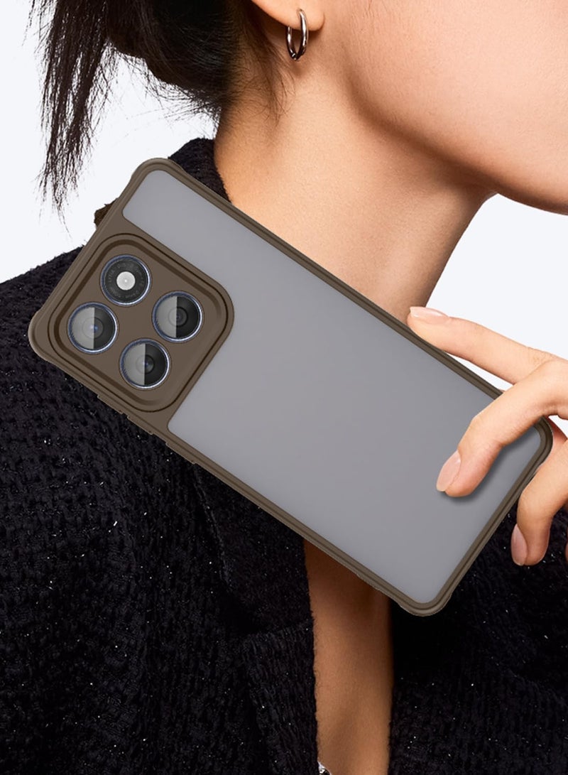 دبليو تيك غطاء شفاف بحواف واقية مرتفعة من السيليكون المختلط TPU لهاتف موتورولا إيدج 60 / إيدج 60 فيوجن 5G 2025 (MCAPSA) - شفاف/بني داكن - Image 2