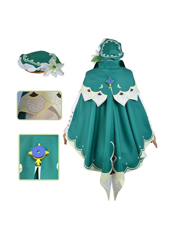 general GenshinImpact Venti Cosplay Clothing Women's Venti Dresses Capes Cloak Sets Hats Full Role Play - Image 4