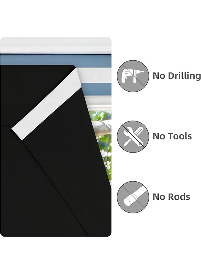 إيروريكس ستائر باب فرنسية سهلة الاستخدام معزولة حراريًا وخصوصية معتمة وستائر ربط للباب الأمامي للمدخل مكونة من لوحة واحدة مقاس 26 × 68 بوصة باللون الأسود - Image 5
