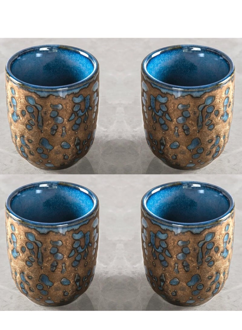 MAAC HOME Qbebe MAAC Home  Ocean Blue Retro Style cup Elegant Durable and Classic design Perfect for Family Everyday Use, and Family Get- Together, Restaurant, Banquet and More (Set of 4) - Image 1