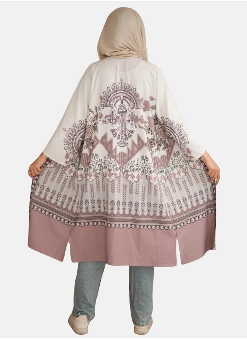 ماركة غير محددة كارديغان مفتوح بأكمام طويلة – خفيف وأنيق بطول 125 سم  - Image 3