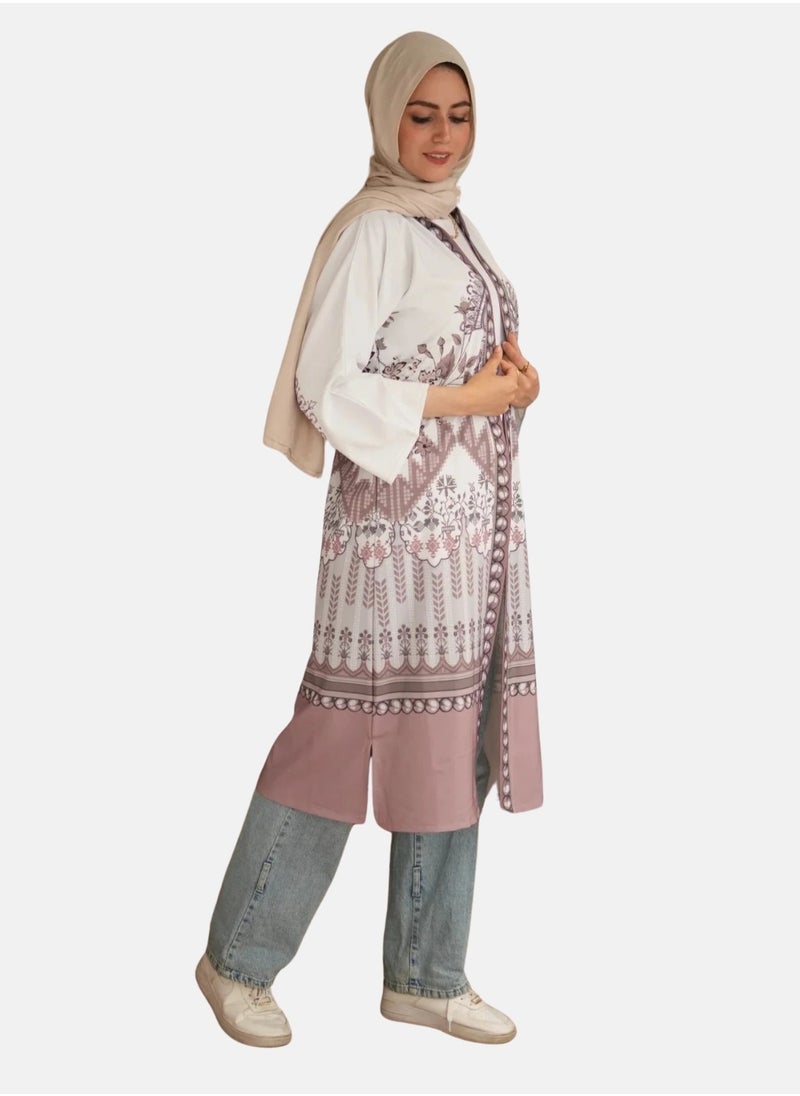 ماركة غير محددة كارديغان مفتوح بأكمام طويلة – خفيف وأنيق بطول 125 سم  - Image 2