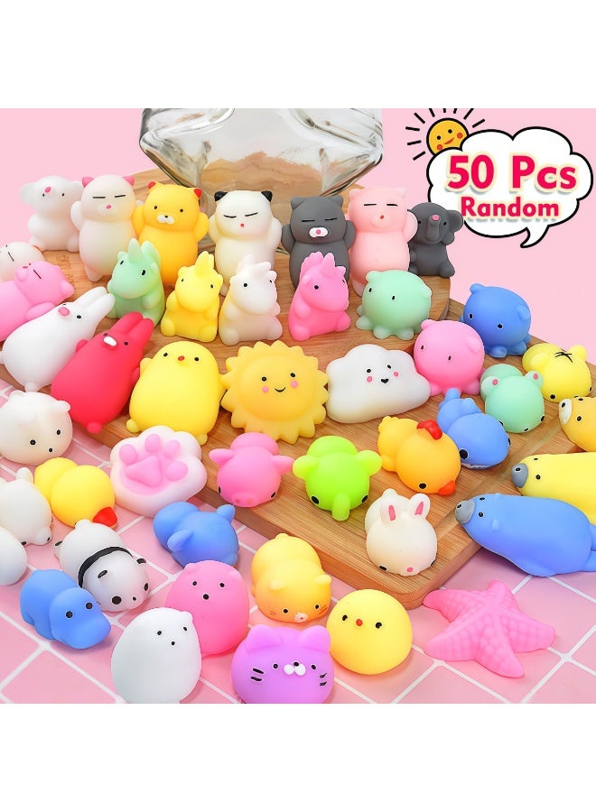 Squishy Toys Set, Soft Stress Relief Toys，50 Pack Mini Mochi Party Favors For Kids, Kawaii Squishy Toy Stress Relief Toys, Goodie Bags Fillers With Storage Box, Pinata Stuffers, Classroom Prizes - Image 1