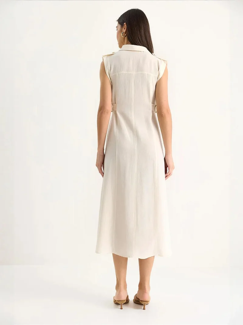 Bianco Lucci LUCCI Belt Detailed Midi Dress
