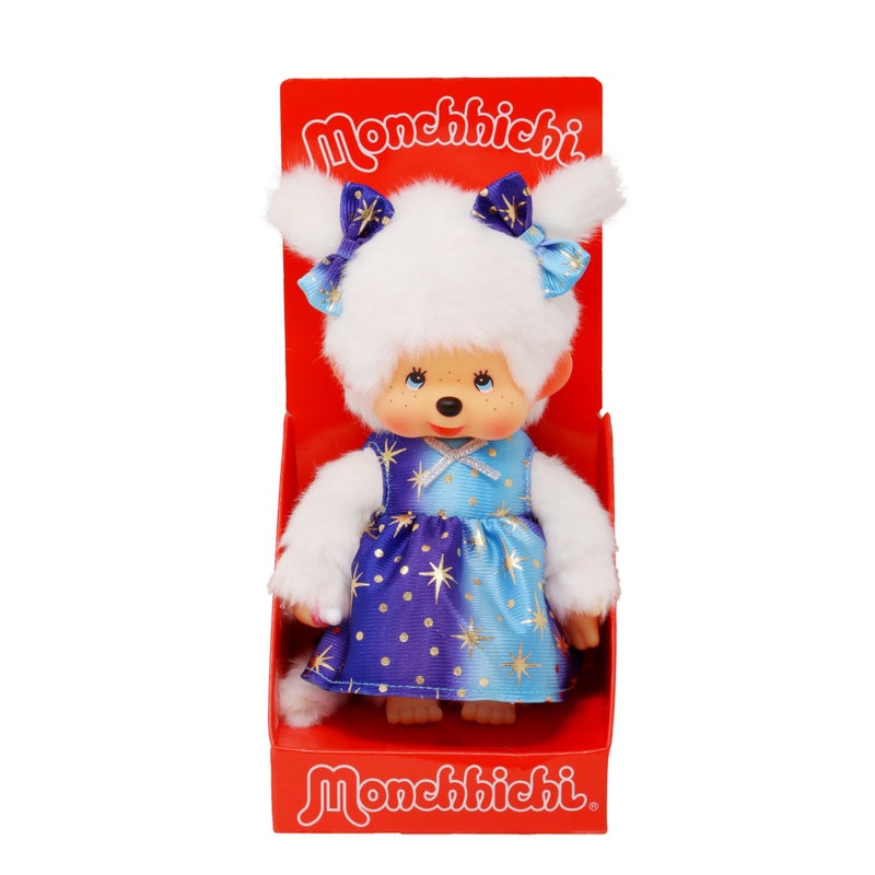 Sekiguchi 221240Original Monchhichi Girl with Star Dress Plush 20 cm Height Approx Brown Plush Multicoloured One Size 221240 - Image 2