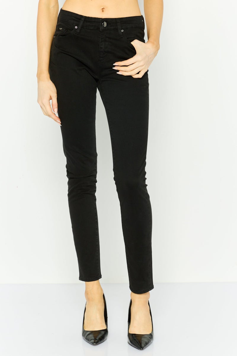GAS Women Skinny Fit Solid Stretchable Pants, Black - Image 1